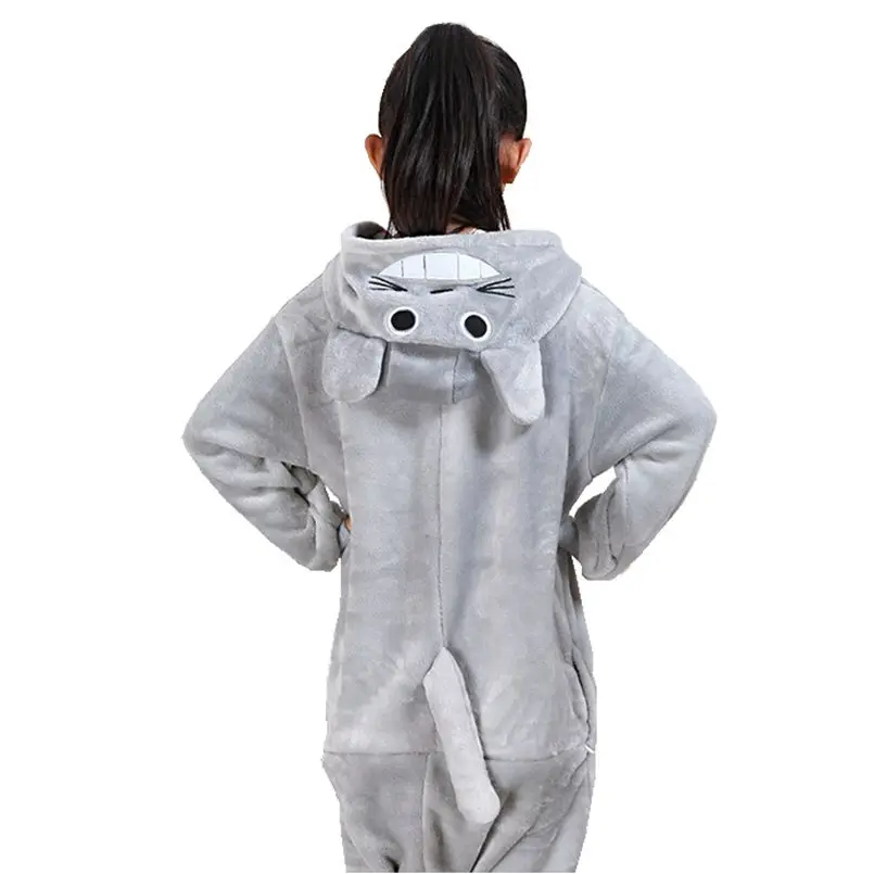 

Kid's Kugurumi Onesie Animal Grey Totoro Cosplay Costume Flannel Whole Pajama One Piece Boy Girl Child Winter pyjama Sleep Suit