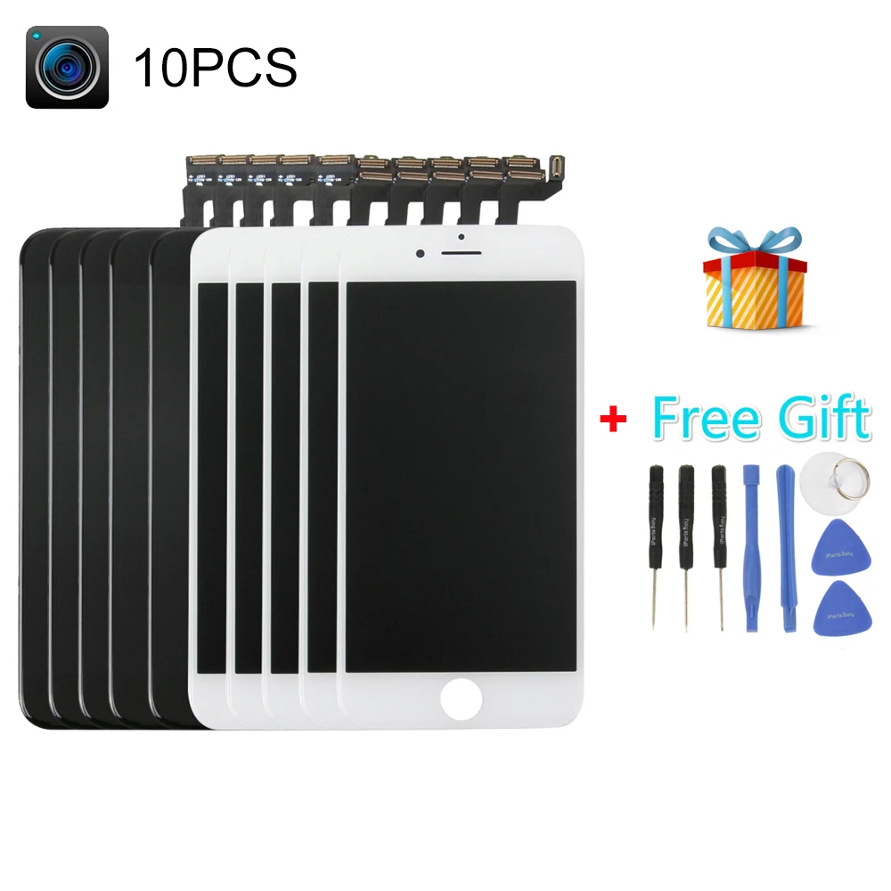 

5 PCS Black + 5 PCS White iPartsBuy 4 in 1 for iPhone 6s (Camera + LCD + Frame + Touch Pad + Free Gift ) Digitizer Assembly