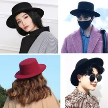 Винтажная черная фетровая шляпа с широкими полями, фетровые шляпы для мужчин и женщин, Черные Мужские фетровые шляпы