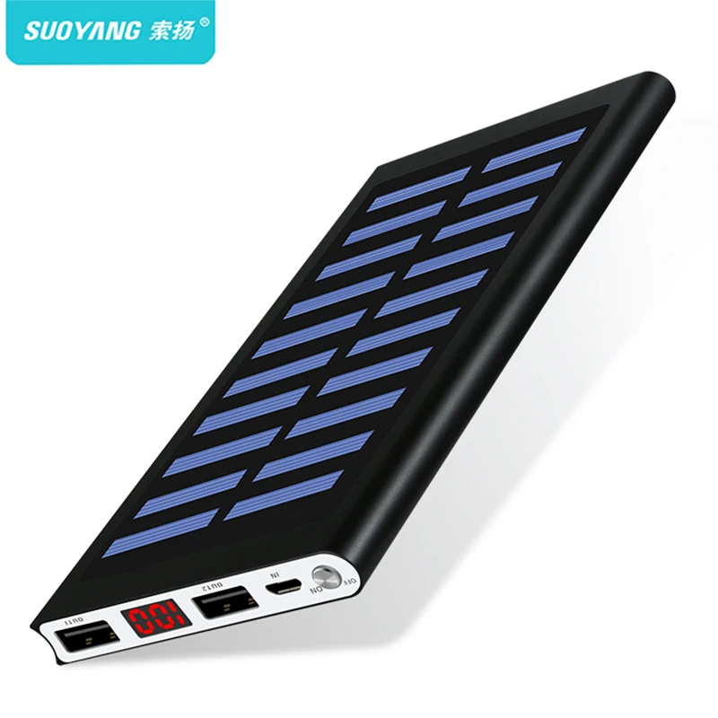 Солнечная батарея 30000 mah внешний аккумулятор 2 USB светодиодный блок питания