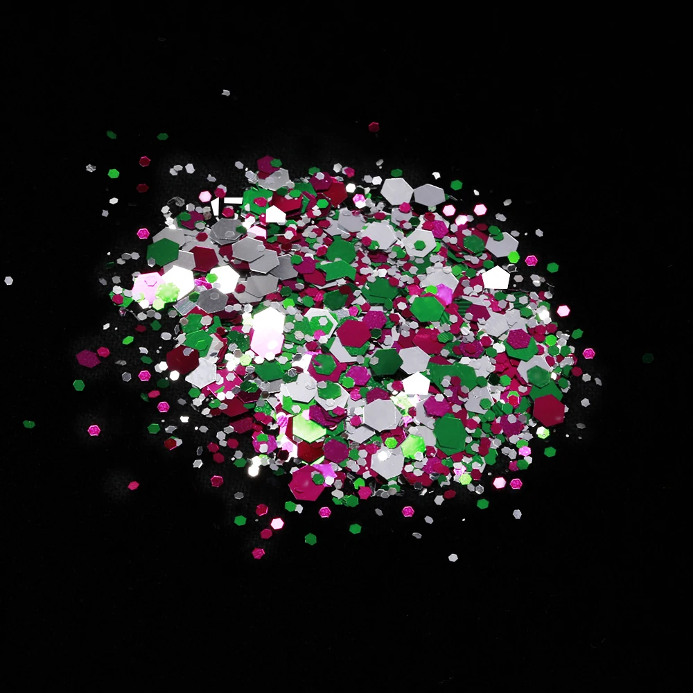 50g/bag Chunky Glitter Nail Sequins Iridescent Flakes Ultra-thin Colorful Mixed Paillette Festival Glitter Cosmetic Face Glitter