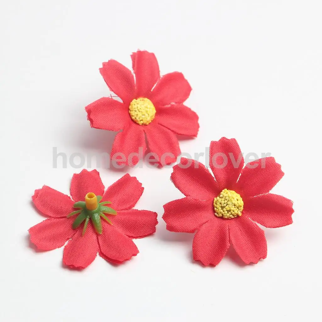 50pcs 4cm Silk Flower Daisies Flower Heads for Wedding/Car/Spring/Home/Garden Decoration Wreath DIY Floral Arts and Crafts