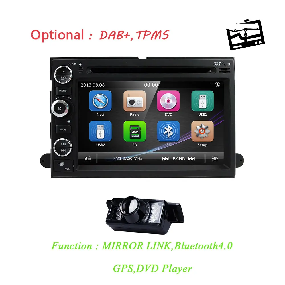 

for Ford F150 F-150 F250 F-250 F350 F-350 F450 F-450 F550 F-550 In Dash GPS Navigation Double 2 Din Head Unit DVD Car Player CAM