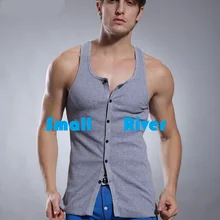 Распродажа! Новая высококачественная популярная мужская одежда мужская хлопковая повседневная майка для фитнеса на груди мужской жилет с пуговицами плотная майка размер M