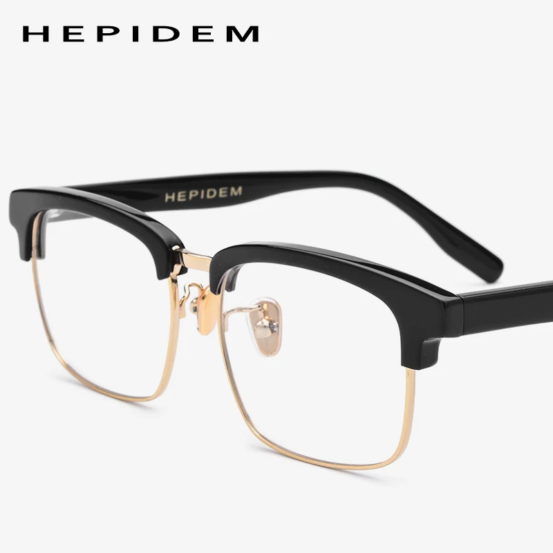 

Acetate Eyeglasses Frame Men Square Women Semi Rimless Prescription Eye Glasses Half Optical Frame Nerd Spectacle Eyewear 5234