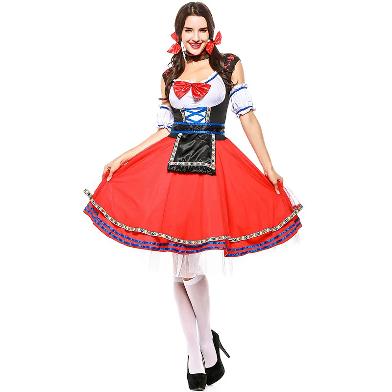 Женский костюм для Октоберфеста, Германия, традиционная Баварская пивная часть, наряд, французская вонь, длинное платье, таверна, маскарадное платье горничной