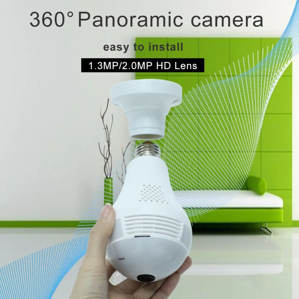 360 градусов панорамный объектив рыбий глаз wifi Беспроводная лампа E27 Лампа ip-камера HD ИК ночного видения Домашняя безопасность детский умный монитор