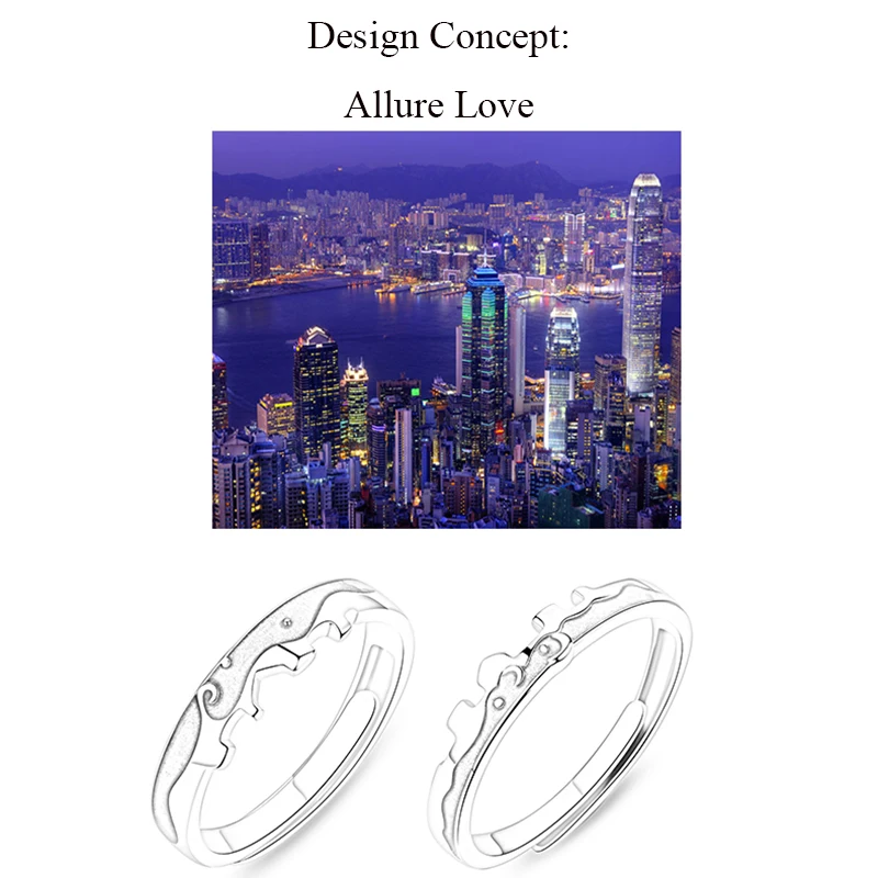 Qevila Fashion S925 Sterling Silver Original Allure Love Couple Rings For Lovers Texture Elegant Sexy Ring For Women Men Jewelry (5)