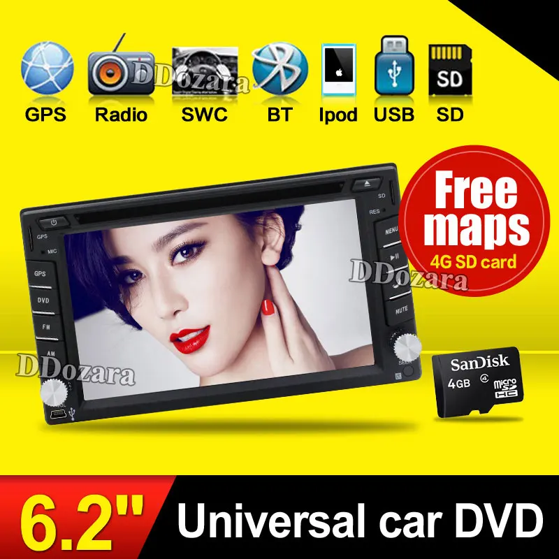 

Double 2din Car autoradio GPS Navigation 2 din Car DVD Player with Bluetooth Stereo video+Camera+steering wheel+GPS Navigation