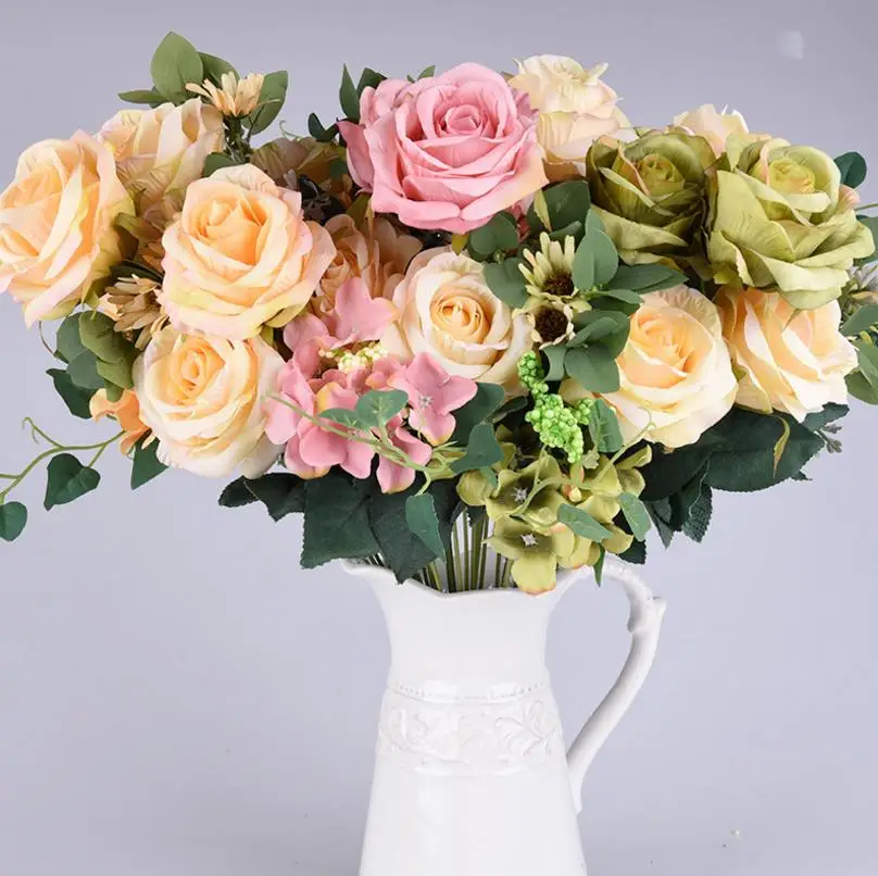 842 Livraison Gratuite Blanc Rose Bleu Violet Qualité Artificielle Marguerite De Soie Fleurs Accueil Mariage Rouge à Lèvres Brillant Dans