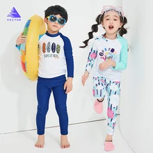 Векторный детский солнцезащитный водолазный костюм для мальчиков и девочек, дышащий спортивный раздельный купальник с длинными рукавами