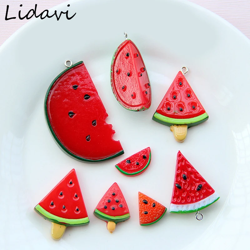

Lidavi Cute Simulation Fruit Watermelon Accessories DIY Handmade Pendant Fashion Mobile Phone Case Making Material New 10pcs/bag