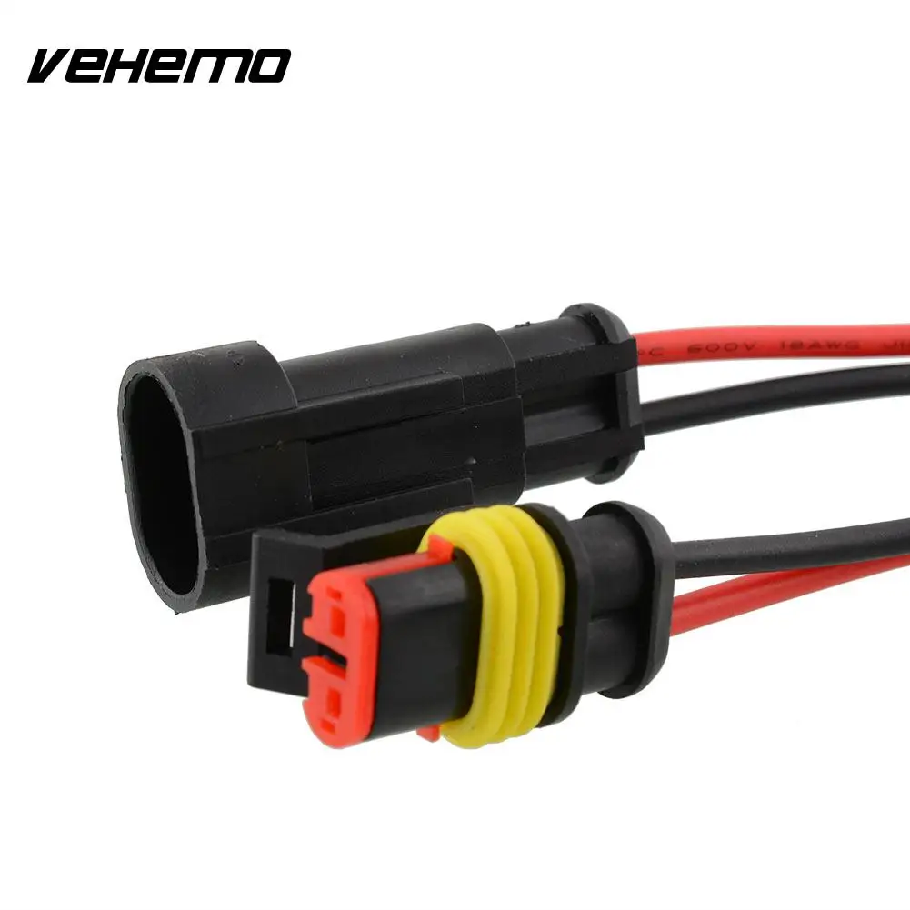 Vehemo Горячая 5 компл. 2 булавки авто автомобиль водонепроницаемый Электрический разъем адаптер W/провода AWG черный Высокое качество