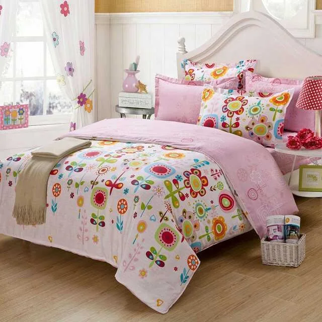 Various Colorful beautiful Flowers Teen Girls Bedding sets 4pcs Full