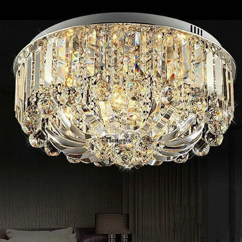 D40cm Современная хрустальная люстра Потолочная Лампа из нержавеющей стали lamparas de techo de cristal для гостиной