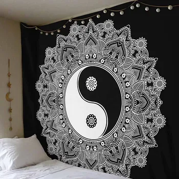 

148x148 Square Yin Yang Tai Chi Mandala Tapestry Wall Hanging Mandalas Tapisserie Picture On Wall Tapestry Blanket Beach Towels
