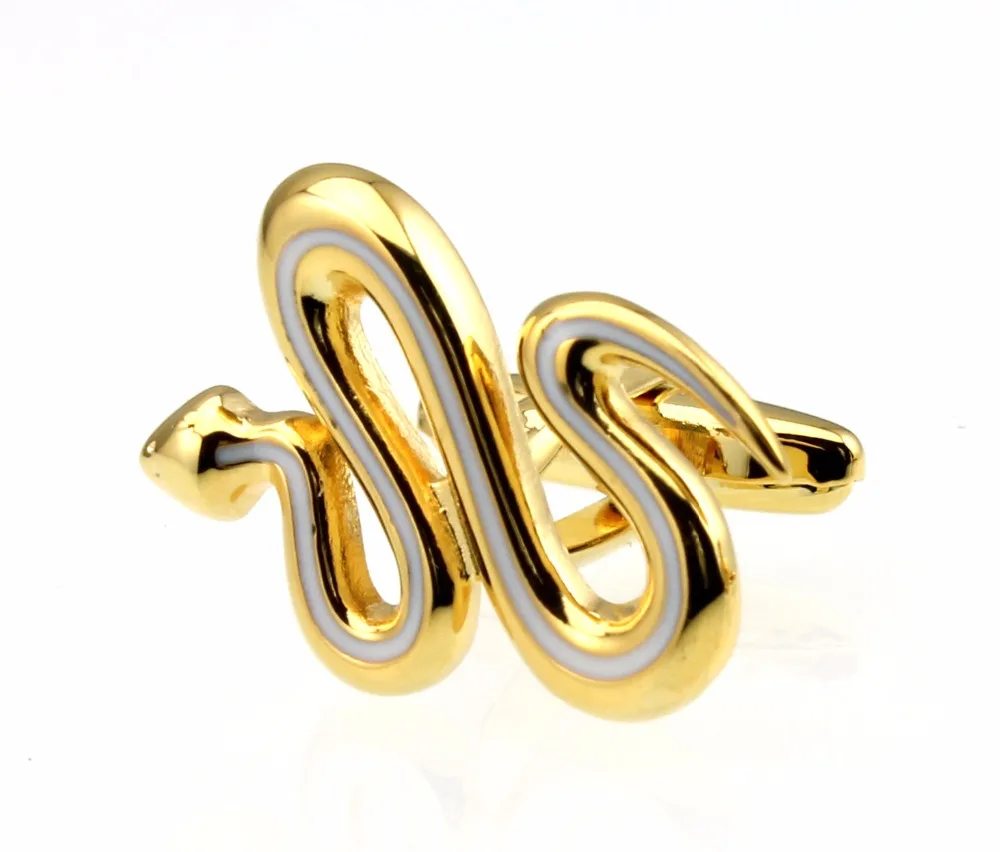 

Men's Cuff Links Gold White Snake CUFFLINKS for shirt M4321 26mm