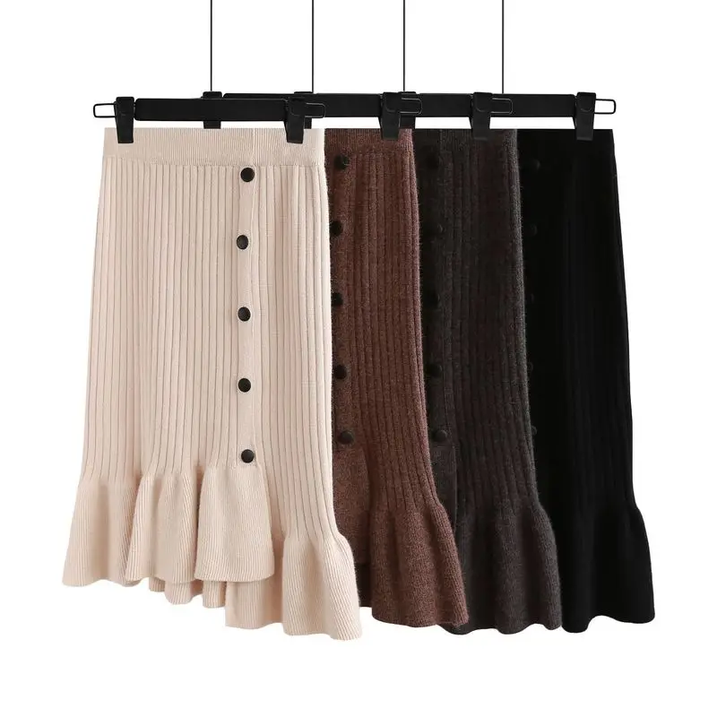 

long warm skirts womens winter 2018 vintage long cashmere skirt casual womens sweater skirt high waist black ruffle skirts