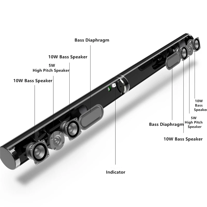 HAAYOT Split Type 50W HIFI Wireless Bluetooth Speaker Stereo Soundbar Support USB Optical RCA HDMI Subwoofer for TV Sound Bar