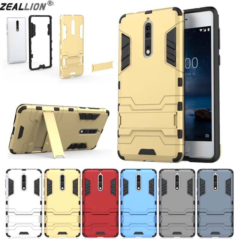 

ZEALLION For Nokia 1 N2 3 5 6 8 7 Plus 8 Sirocco Hybrid Armor Shockproof Hard Plastic Silicone Kickstand Phone Case Cover