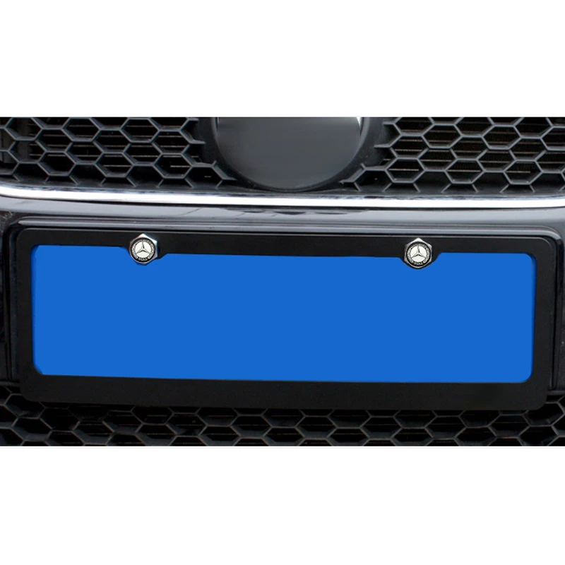 4PCS Car Stickers Wheatear Logo License Plate Bolts Screws For Mercedes