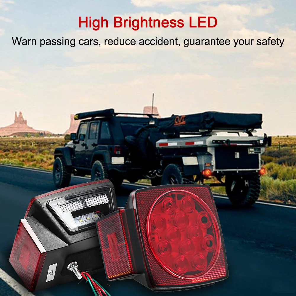 

2Pcs 12V Trailer Tail LED Light Kit Brake Stop Warning Lights Tail License Lights for Rear Parts Camper Truck with Accessories