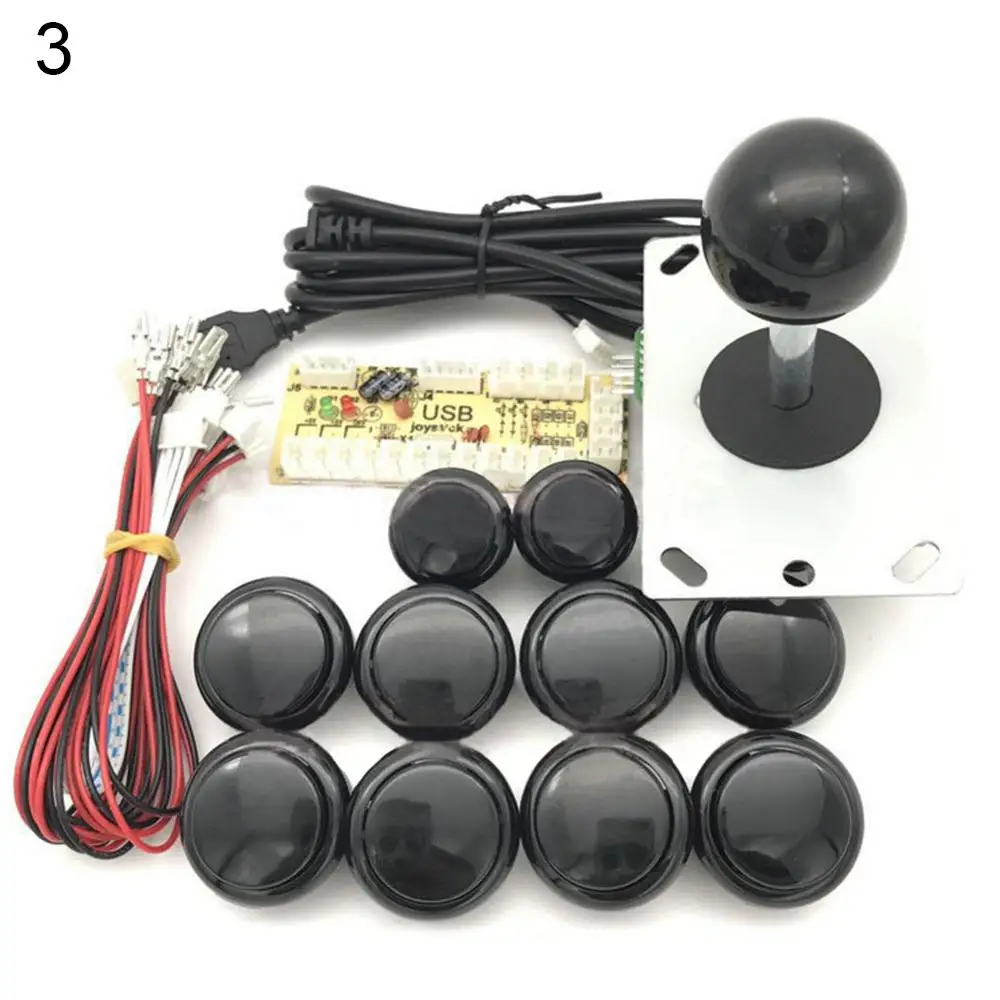 

24Pcs Arcade Game Controller Push Buttons Joystick USB Encoder Board Cable Kits
