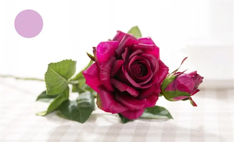 Artificial Latex rose Flowers for Wedding Two Heads Real Touch Flower rose Home decorations Wedding Party bouquet supplies (78)