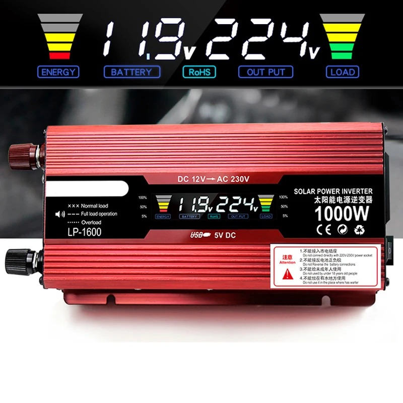 

Car Inverter DC12V 220V 2000W 1000W Power USB Inverter LED Display Charger Converter Adapter For Home Automobiles Car Electronic