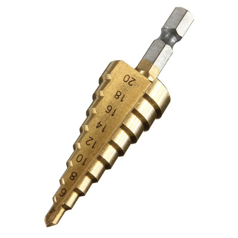 

4-20mm Step Cone Drill Bit Set HSS Titanium Coated Sharpening Hole Cutter Tools