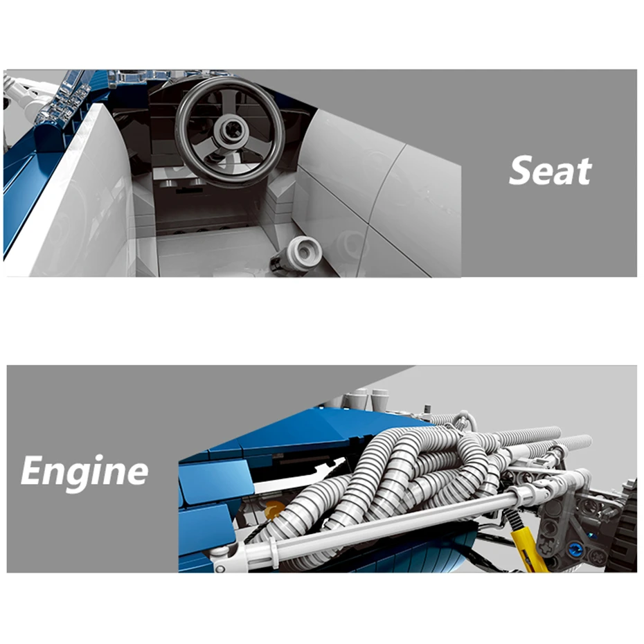 XINGBAO 03022 TECHNIC Car Series 1758PCS The Blue Racing Car Set Building Blocks Bricks Compatible Legoings Technic Car Juguetes