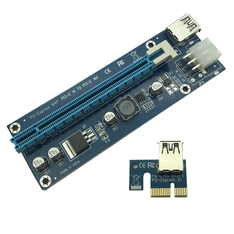 10 шт./лот модернизированная PCI E 1X до 16X Экспресс Райзер карта Extender 60 см USB3.0 кабель 6