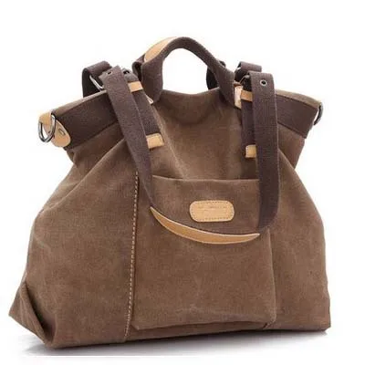 Простой дизайн чистый цвет Женская парусиновая сумка Мода Девушки Сумочка сумка переносная сумка через плечо 995 - Цвет: brown