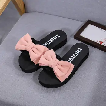 

Women Bow Summer Sandals Slipper Indoor Outdoor Flip-flops Beach Shoes Female Casual flower Slipper