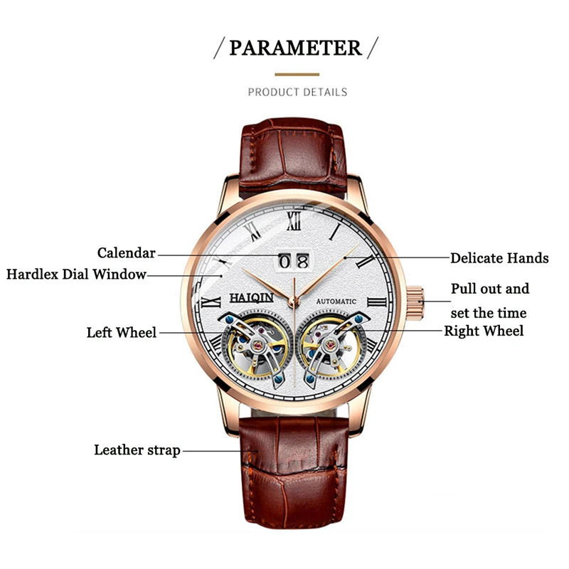 HAIQIN Mens Watches Top Luxury Brand Automatic Machinery Watch Men Double Tourbillon Fashion Waterproof Clock relogio masculino HAIQIN Mens Watches Top Luxury Brand Automatic Machinery Watch Men Double Tourbillon Fashion Waterproof Clock relogio masculino