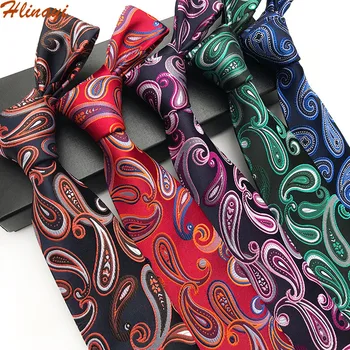 

Hlinayi Polyester jacquard 8cm men's fashion waist tie paisley tie