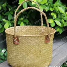 Ручная работа соломы сушеные цветочные корзины(большая корзина+ небольшая корзина) 3 цвета натуральные водоросли цветок cestas