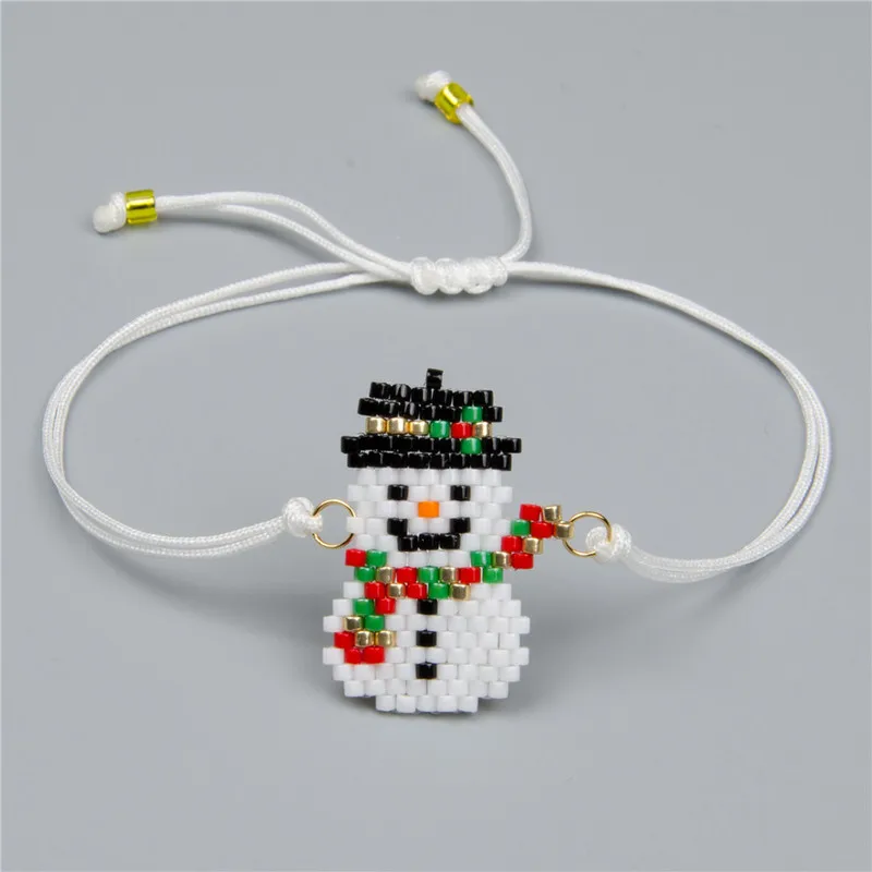 SHINUSBOHO, маленький снеговик, Delicas, браслеты для женщин, ткацкий браслет из бисера, очаровательный браслет, Femme pulseira masculina bijoux, детский подарок - Окраска металла: MI-B180402A