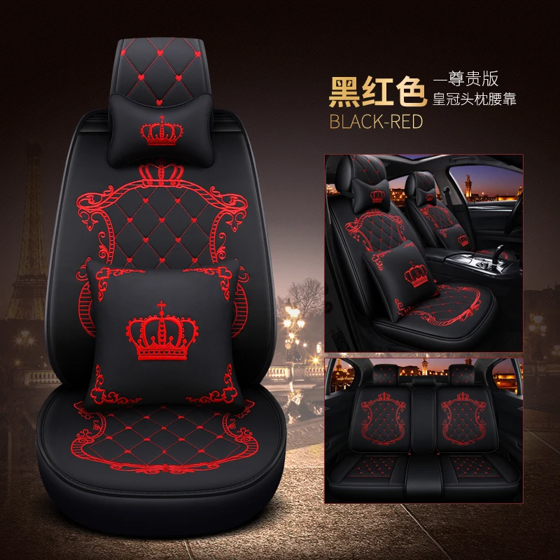 

KKYSYELVA Front Rear PU Leather Auto Universal Car Seat Covers Automobile seat cover Car Seat Cushion Set Interior Accessories