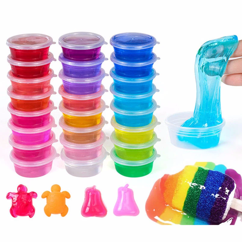 

24 Colors DIY Crystal Slime Toys Mud Polymer Clay Kit Transparent Plasticine Slimes Anti Stress Relief Playdough Children Toy