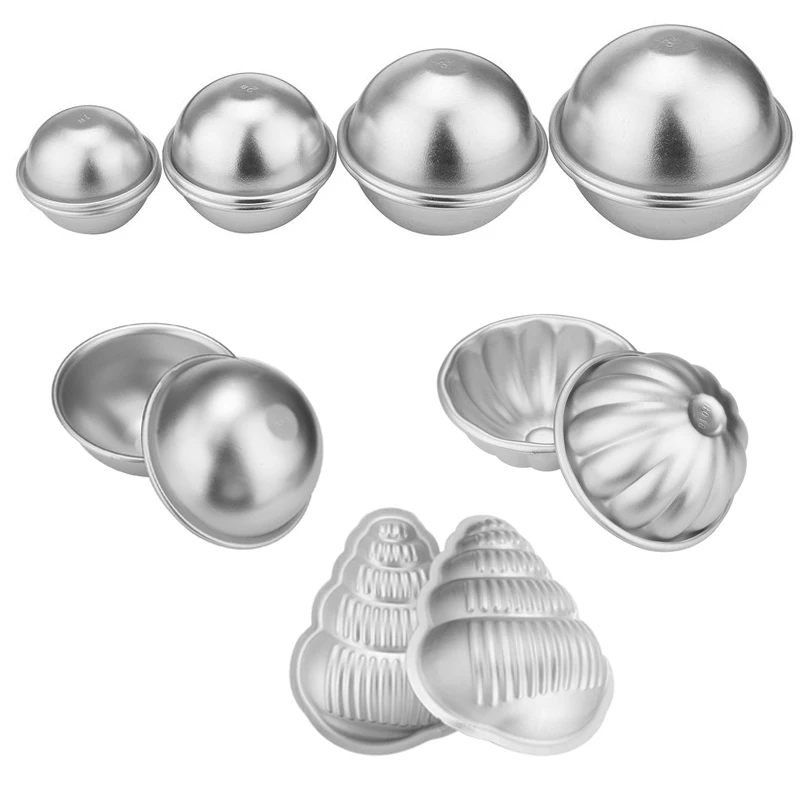 2 pcs/8 pcs 3D الألومنيوم سبائك حمام القنابل العفن ملح استحمام قنبلة العفن الكرة المجال شكل DIY الاستحمام أداة اكسسوارات
