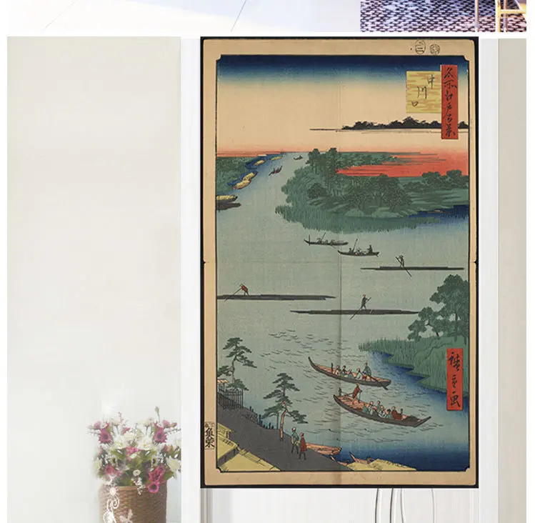 

Japanese Ukiyo-e Door Curtain Feng Shui Curtain Noren Hlaf Curtain