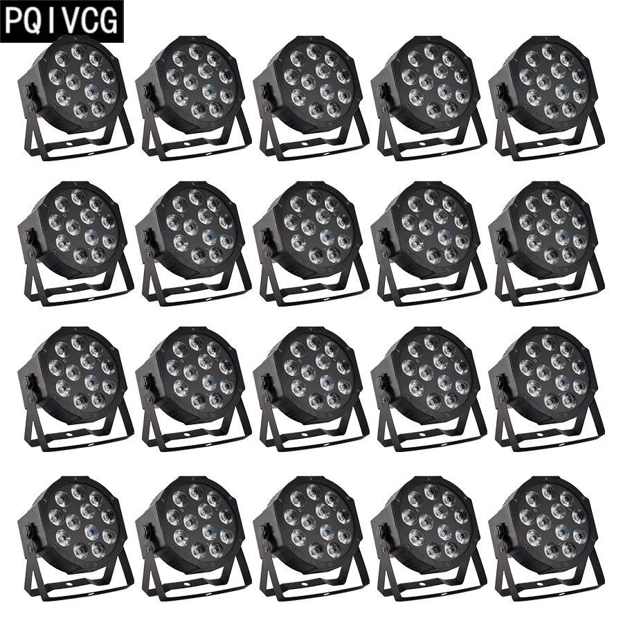 

20 pieces / 12x12w led Par lights RGBW 4in1 flat par led IN/OUT Plug dmx512 disco lights professional stage dj equipment