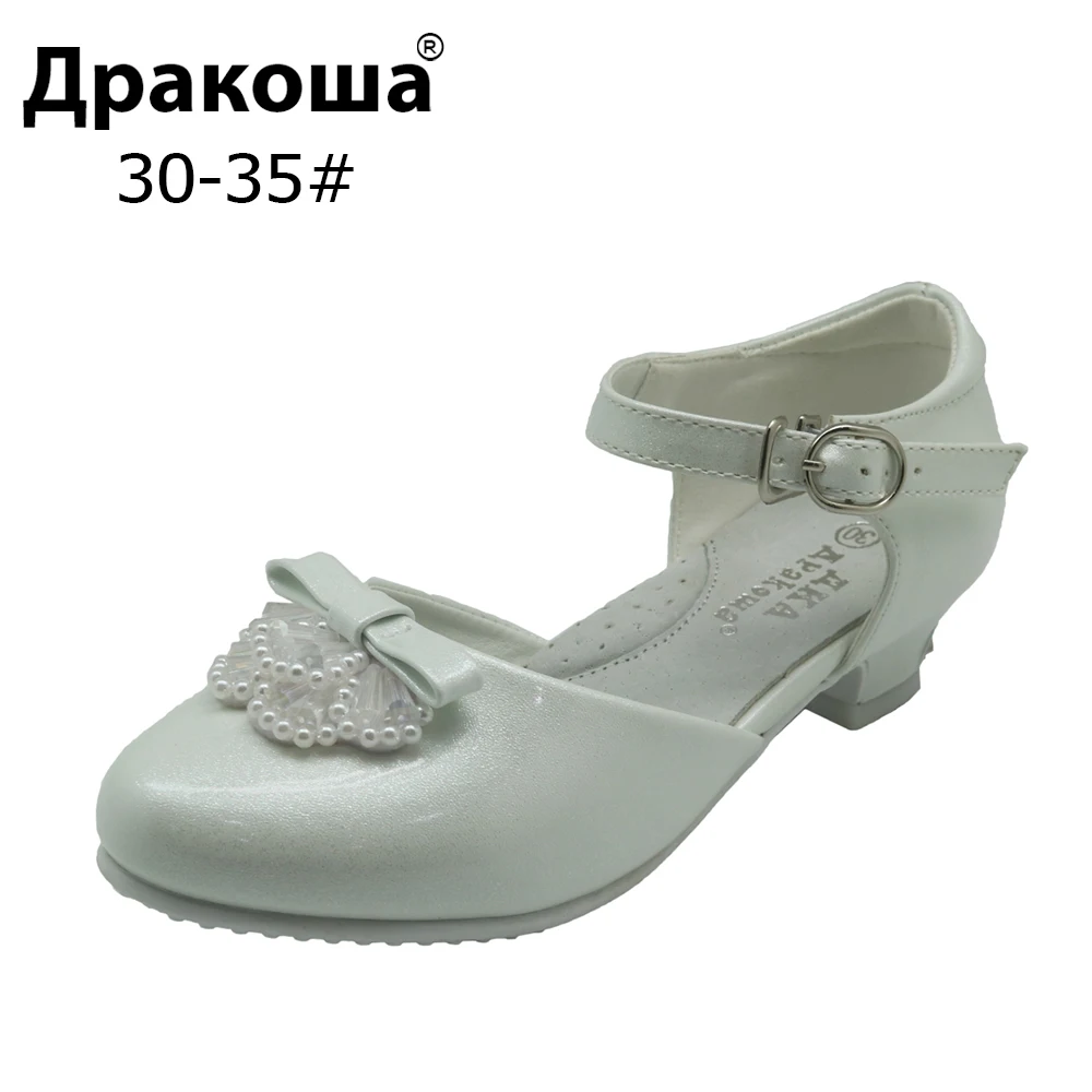 Apakowa/Рождественская обувь на каблуке для девочек Детская танцевальная обувь из искусственной кожи Свадебные детские сандалии обувь принцессы для девочек европейские размеры 30-35