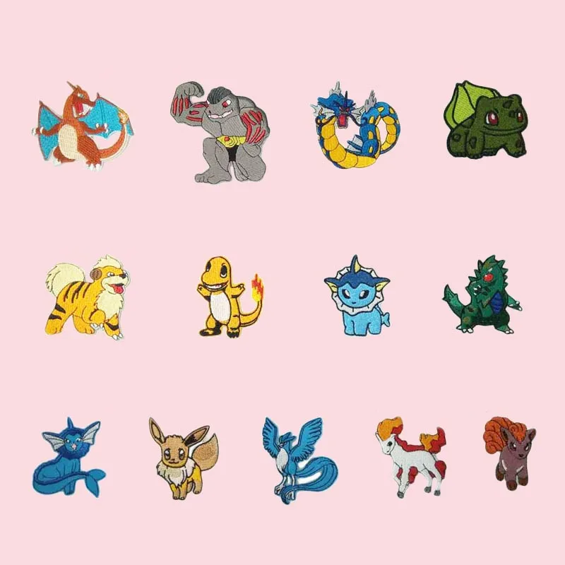 

Pokemon Go Vulpix Rapidash Bulbasaur Vaporeon EEVEE Gyarados Embroidered iron on patch applique badge emblem Costume Applique
