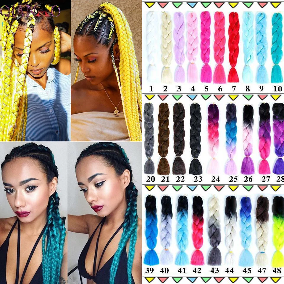 QIANAO Long Braiding Hair Ombre Jumbo Synthetic Braiding Hair Crochet