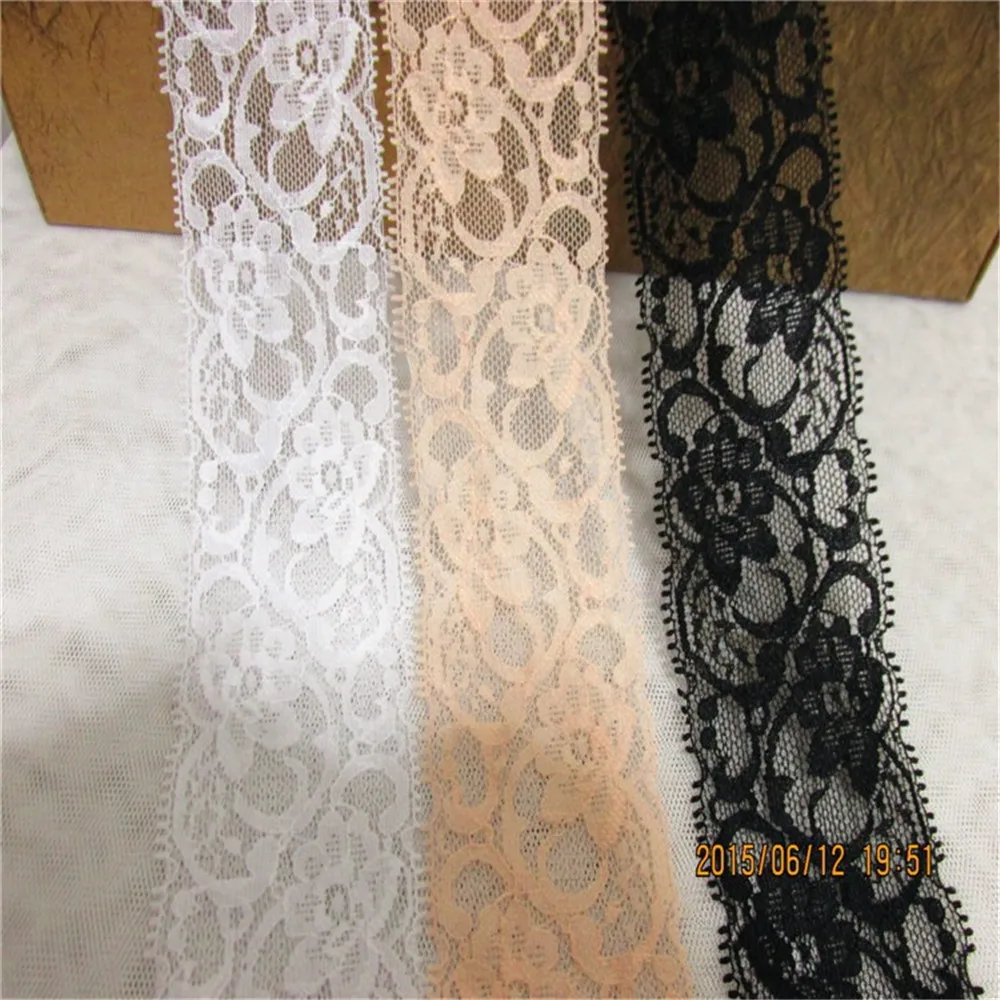 Free shipping hot selling10yards/lot Width 5.8cm 3colors Elastic Lace