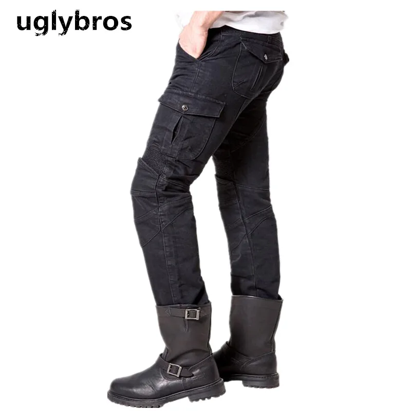 Брюки мужские черные повседневные Uglybros для мотоциклов бассейна Ubs06|racing pants|moto