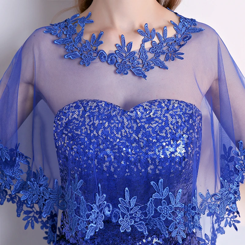 Лето Осень Женские королевские синие кружевные накидки шаль дикие Свадебные вечерние женские шарфы