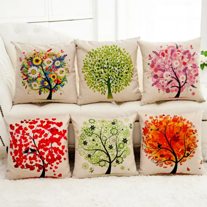 

Free shipping Tree style custom 40/45/50/55/60cm polyester/cotton ImItated Linen Digital Cushion Cover HT-CPILPC-S